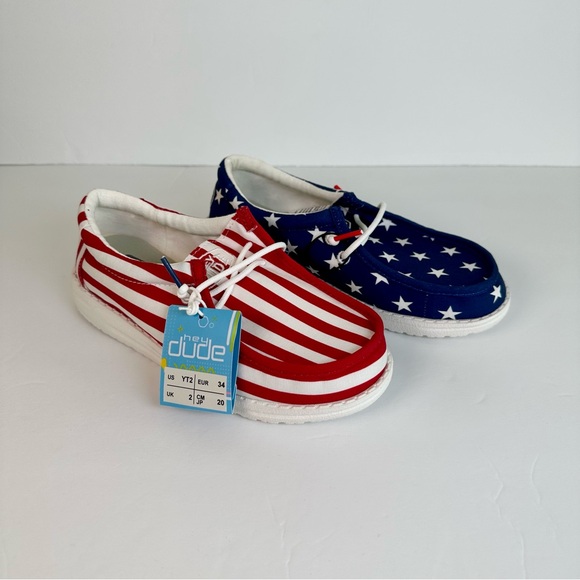 Hey Dude Other - NWT-Hey Dude Youth Patriotic- Red and White Blue Stars & Stripes- Youth Size 2